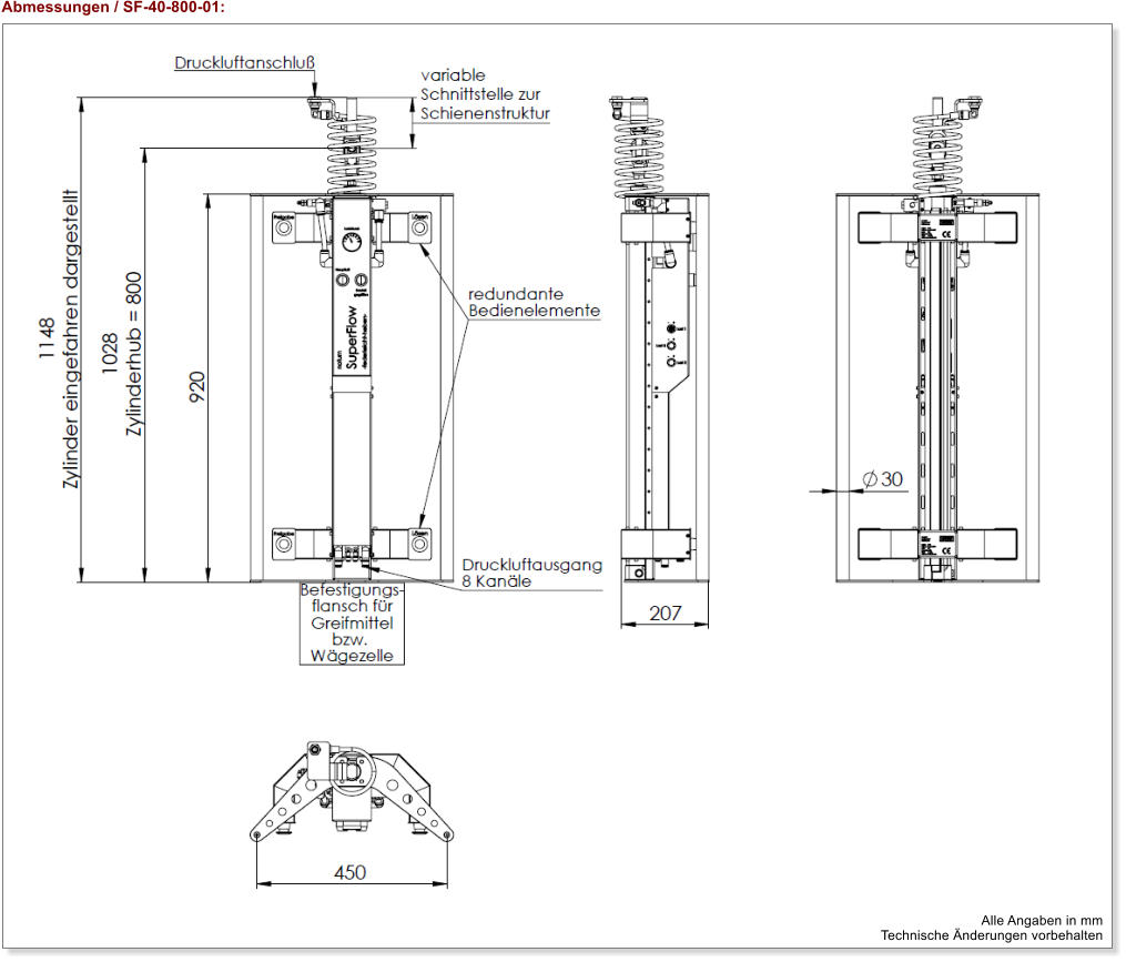 Abmessungen / SF-40-800-01: Alle Angaben in mm Technische Änderungen vorbehalten